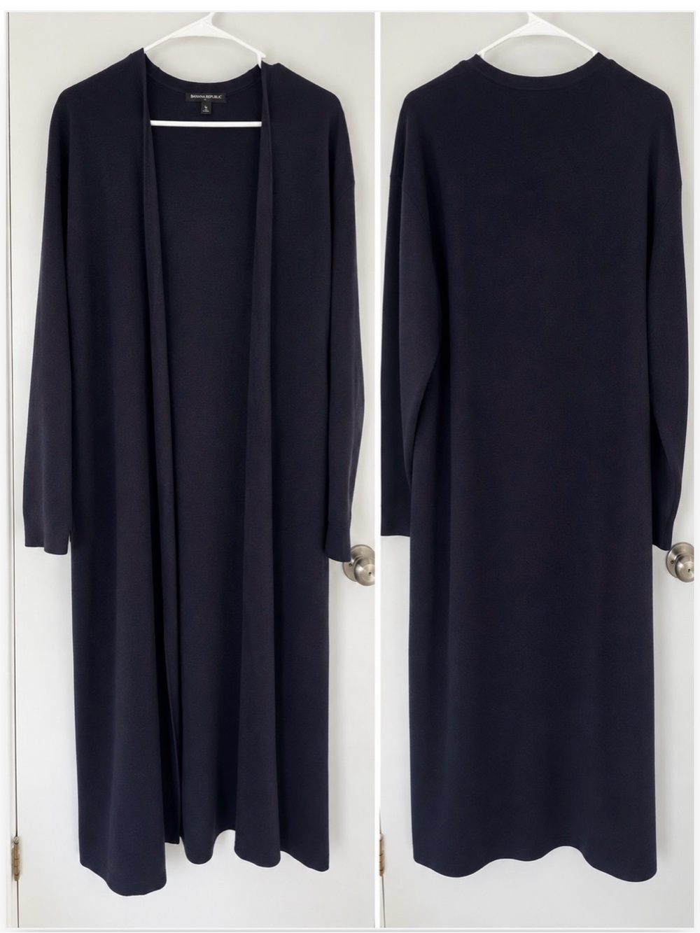 Banana Republic Long Open-Front Knit Cardigan - Navy